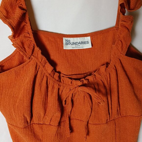 No Boundries Stylish Orange Dress with Ruffle Straps Size XL (Condition new) - Picture 2 of 6